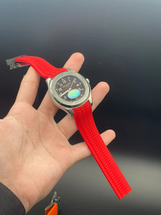 PP Red Rubber Strap With Red Dial Automatic Watch