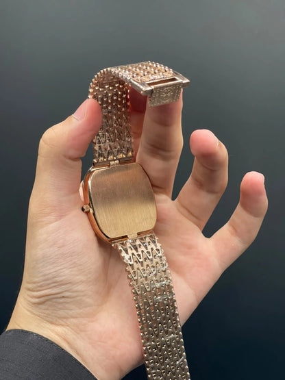 PP Rose Gold Mesh Chain With Black Dial Quartz Watch