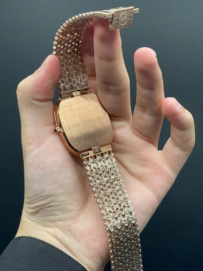 PP Rose Gold Mesh Chain With Chocolate Dial Quartz Watch