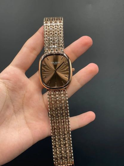 PP Rose Gold Mesh Chain With Chocolate Dial Quartz Watch