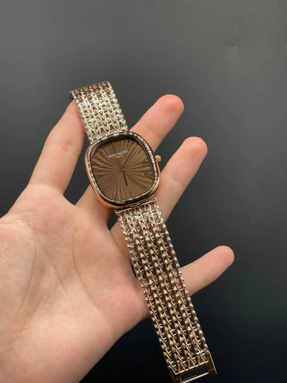 PP Rose Gold Mesh Chain With Chocolate Dial Quartz Watch