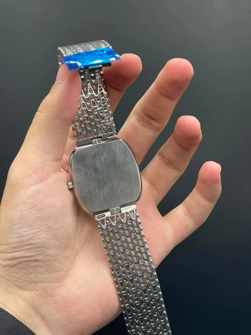 PP Silver Mesh Chain With Black Dial Quartz Watch