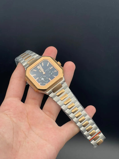 PP Two Tone Chain With Blue Power Reserve Dial Mechanical Watch
