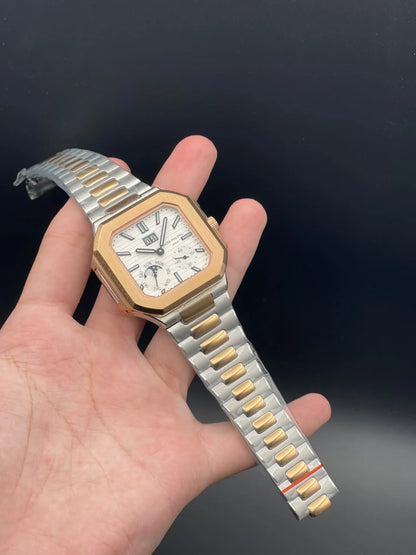 PP Two Tone Chain With White Power Reserve Dial Mechanical Watch