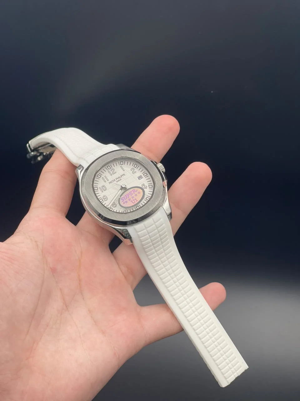 PP White Rubber Strap With White Dial Automatic Watch