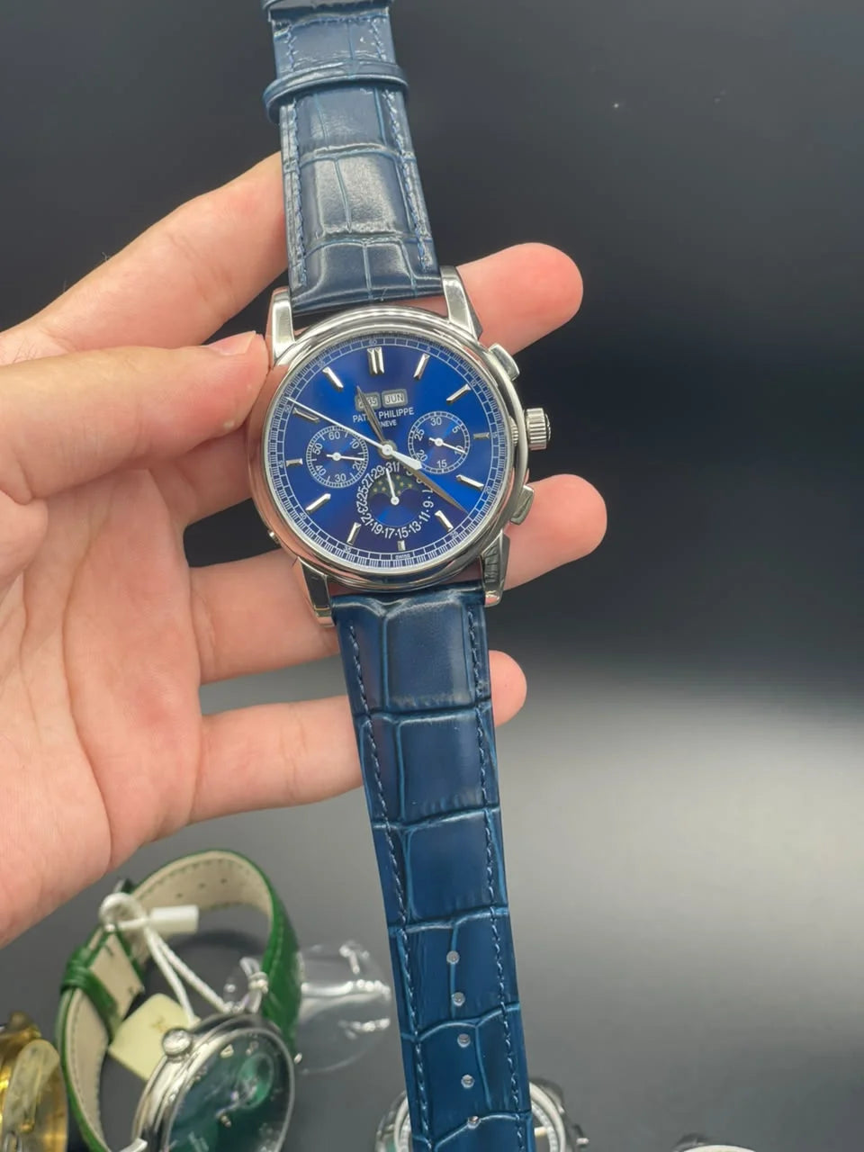 PP Blue Strap With Blue Chronograph Moonphase Dial Automatic Watch