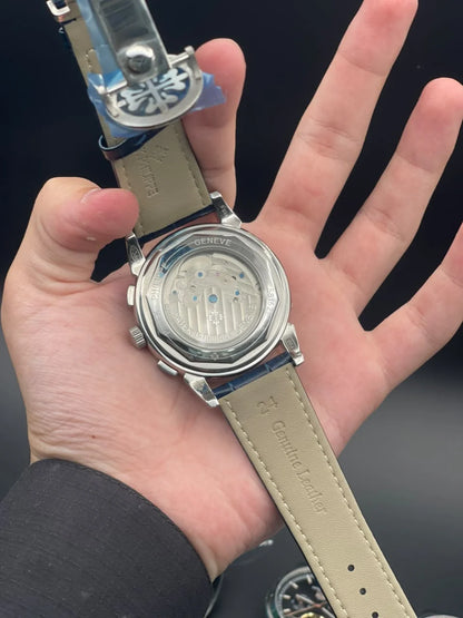 PP Blue Strap With Blue Chronograph Moonphase Dial Automatic Watch