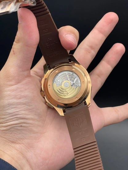 PP Brown Rubber Strap With Brown And Orange Dial Automatic Watch