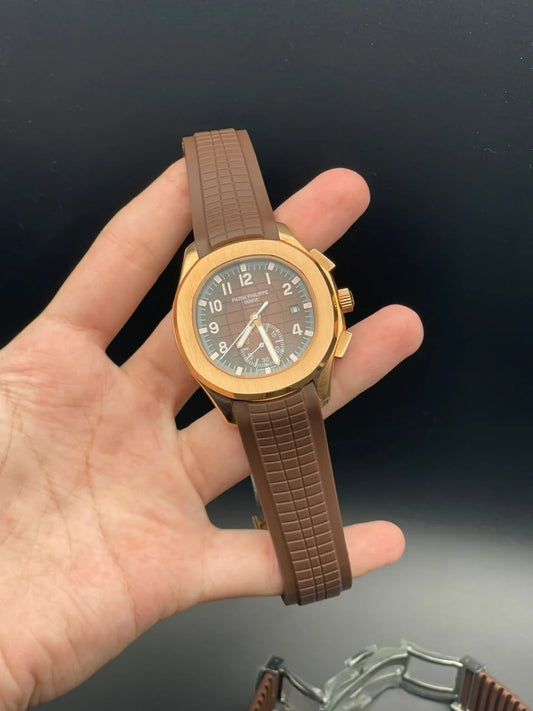PP Brown Rubber Strap With Brown Dial Automatic Watch