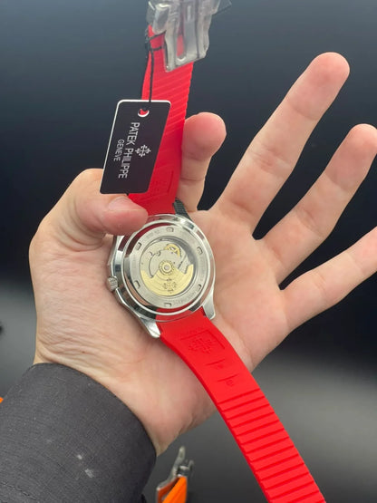 PP Red Rubber Strap With Red Dial Automatic Watch