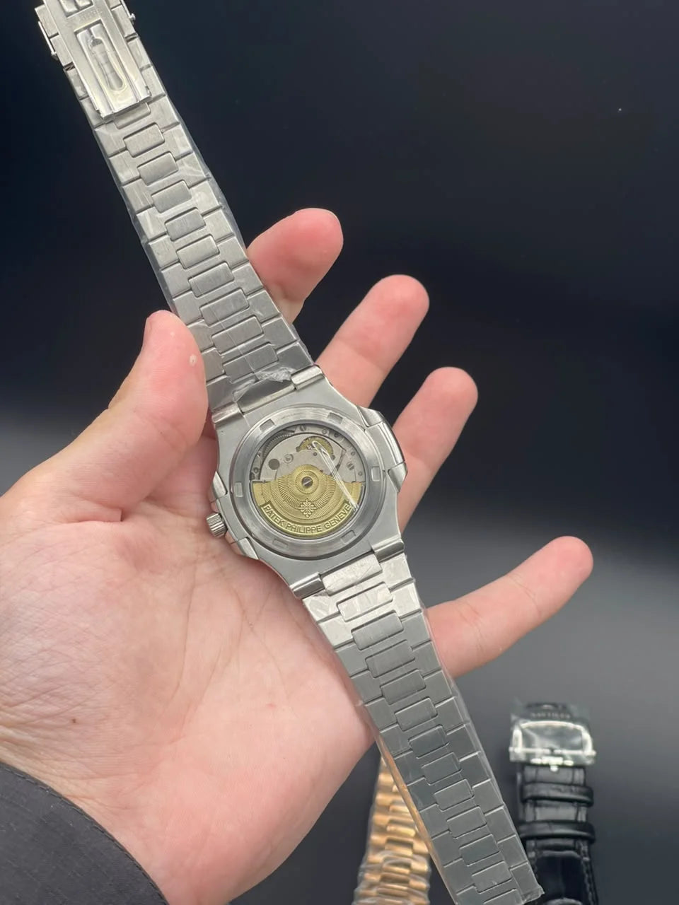 PP Silver Chain With Green Chronograph And Moonphase Dial Automatic Watch