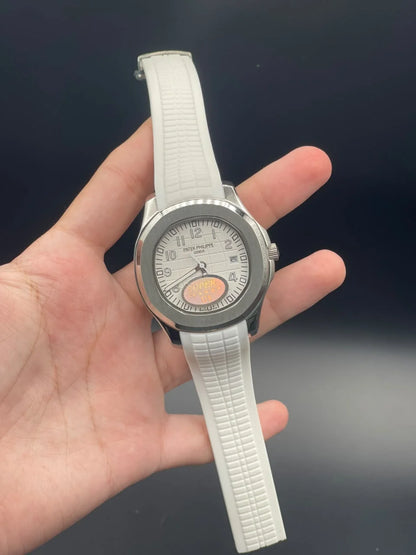 PP White Rubber Strap With White Dial Automatic Watch