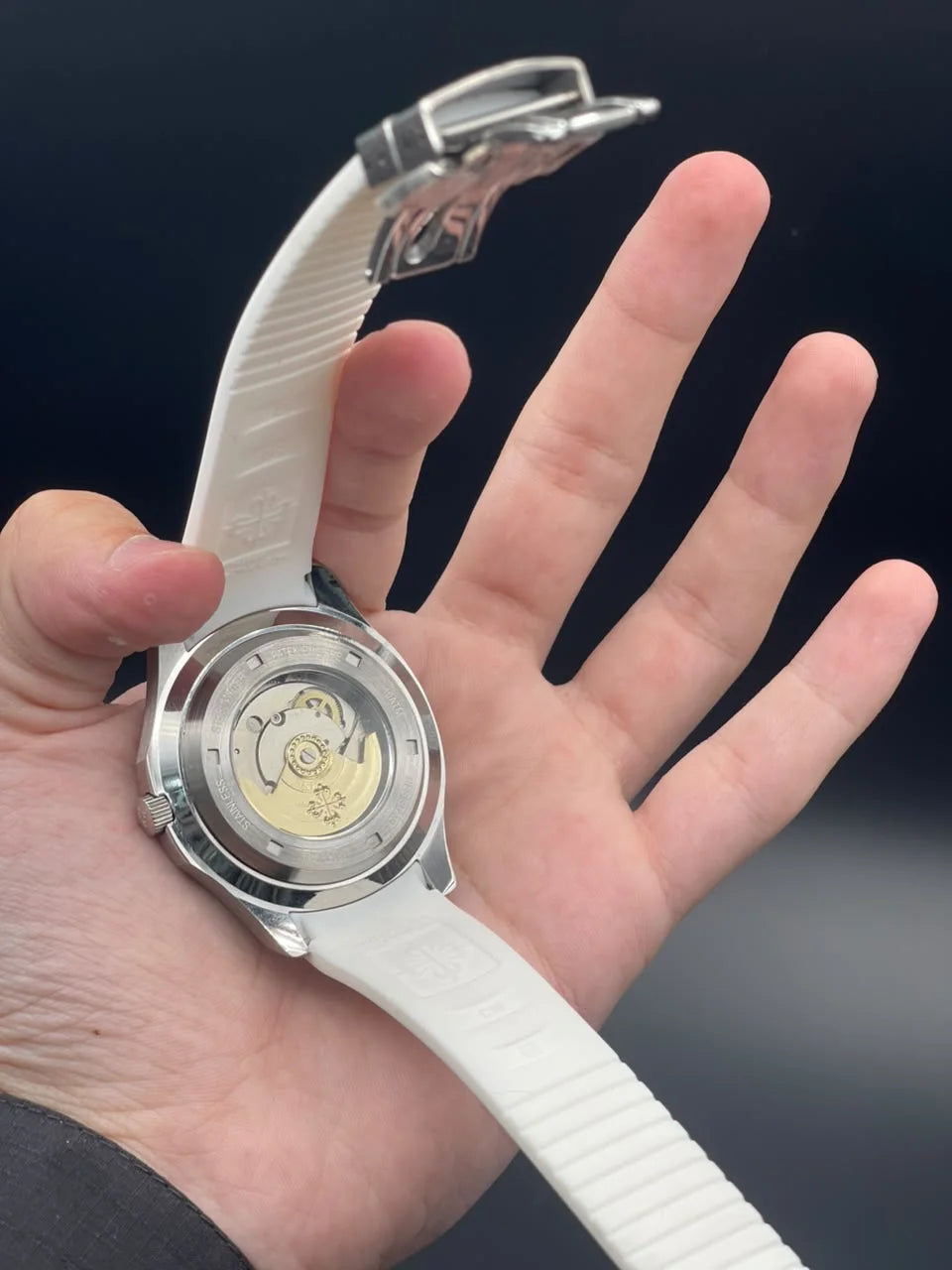PP White Rubber Strap With White Dial Automatic Watch