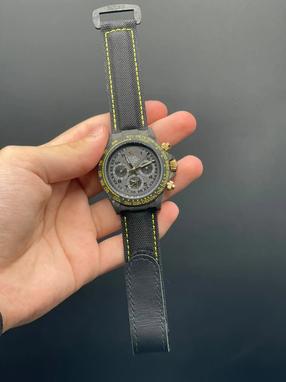 RLX Black And Yellow Strap With Black Chronograph Dial Automatic Watch