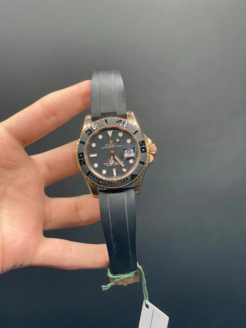 RLX Black Oysterflex Strap With Black And Rose Gold Dial With Rotatable Bezel Automatic Watch