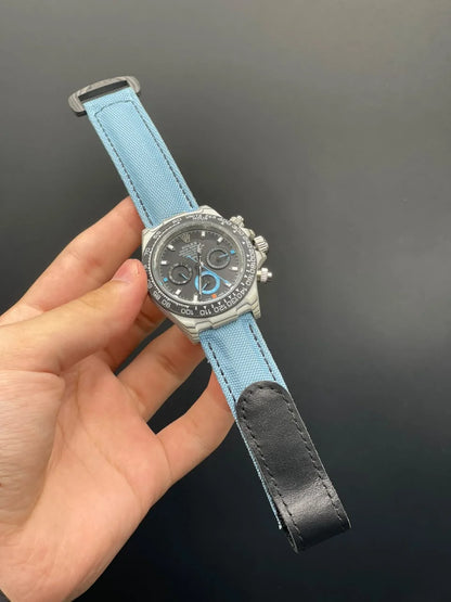 RLX Blue Strap With Black Chronograph Dial Automatic Watch