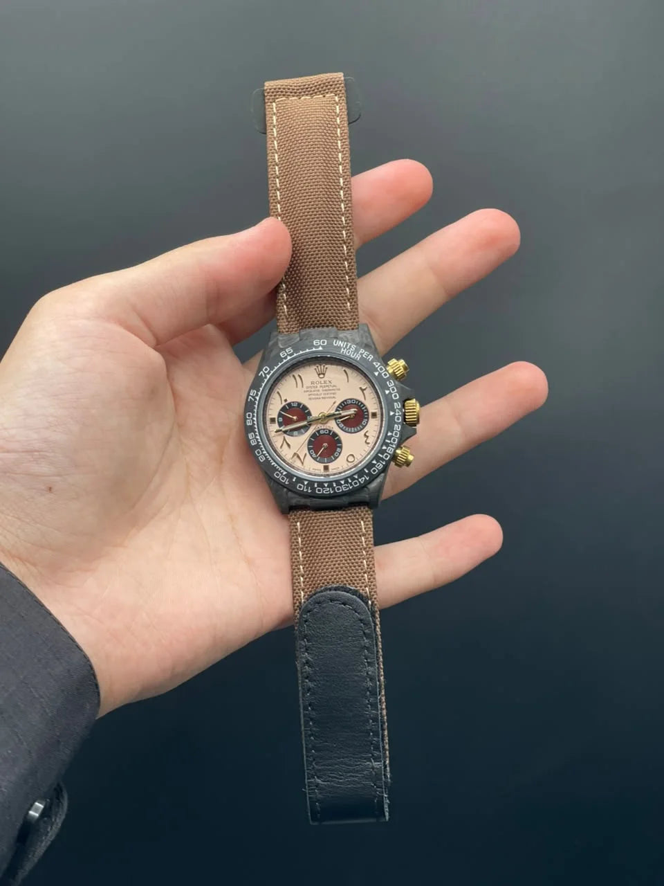 RLX Brown Strap With Brown And Red Chronograph Dial Automatic Watch
