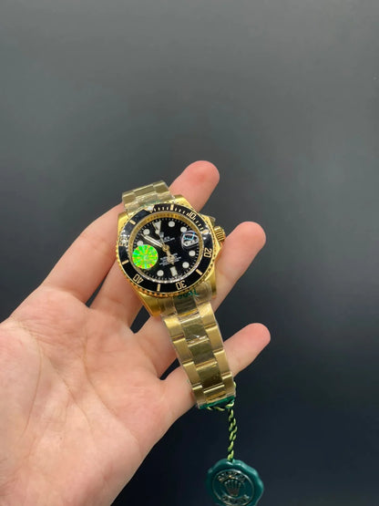 RLX Golden Chain With Black Dial And Rotatable Bezel Automatic Watch