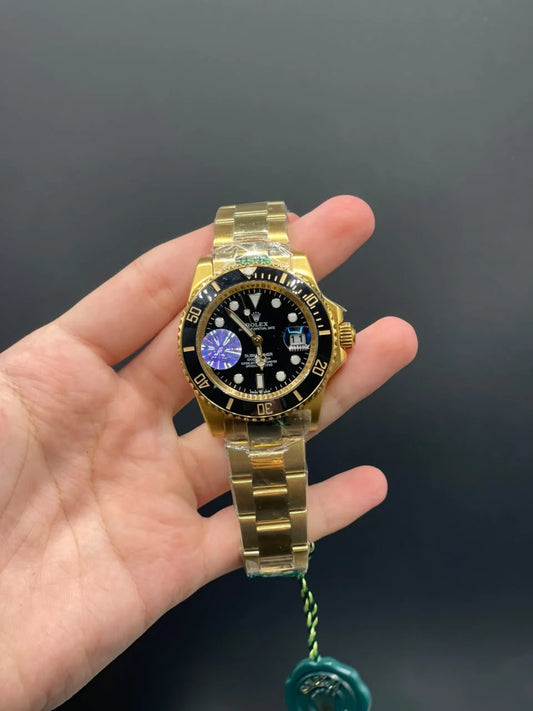 RLX Golden Chain With Black Dial And Rotatable Bezel Automatic Watch