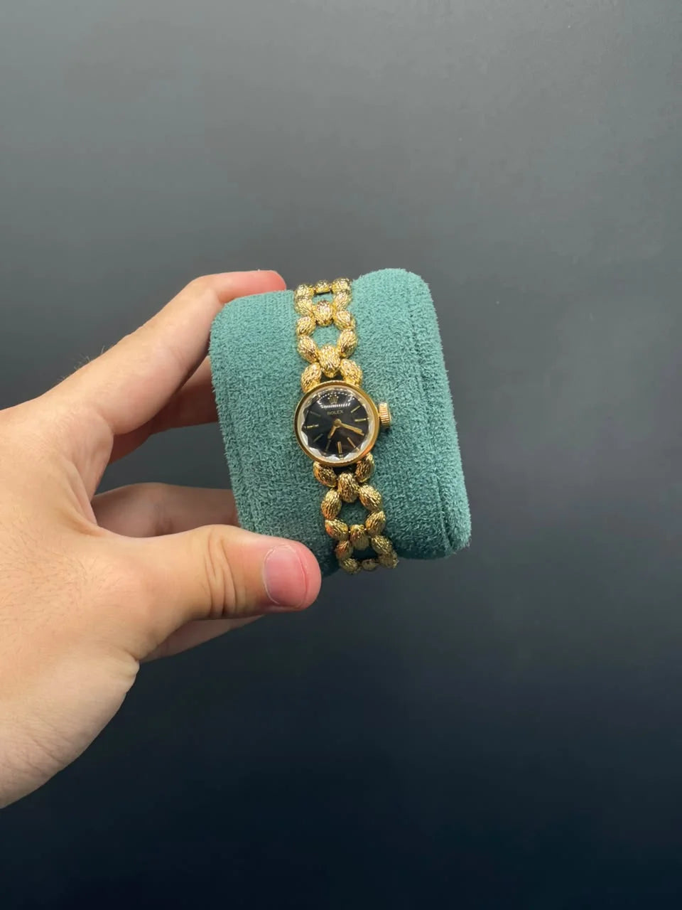 RLX Golden Chain With Black Dial Quartz Watch