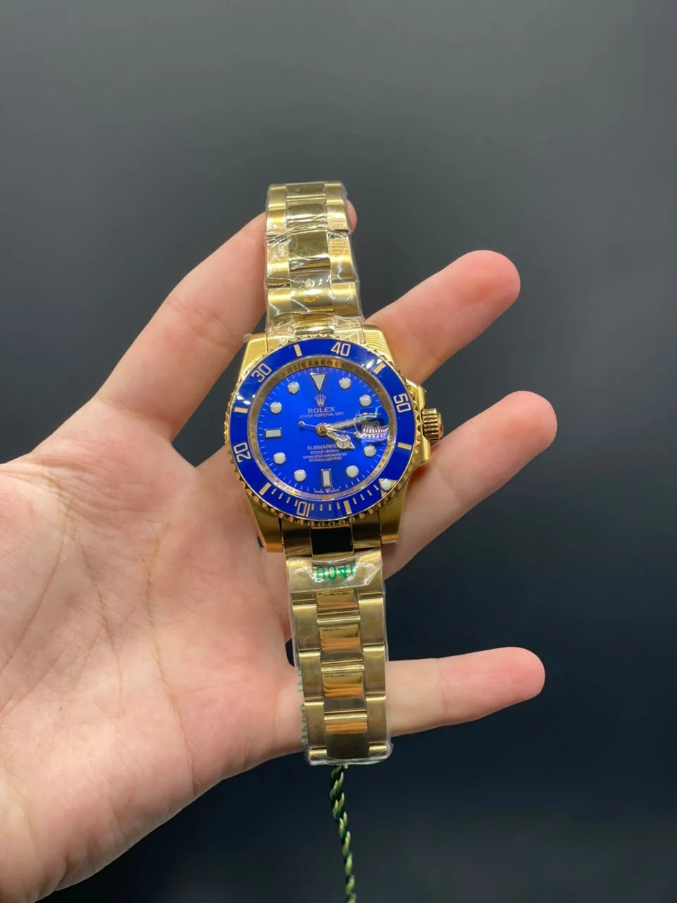RLX Golden Chain With Blue Dial And Rotatable Bezel Automatic Watch