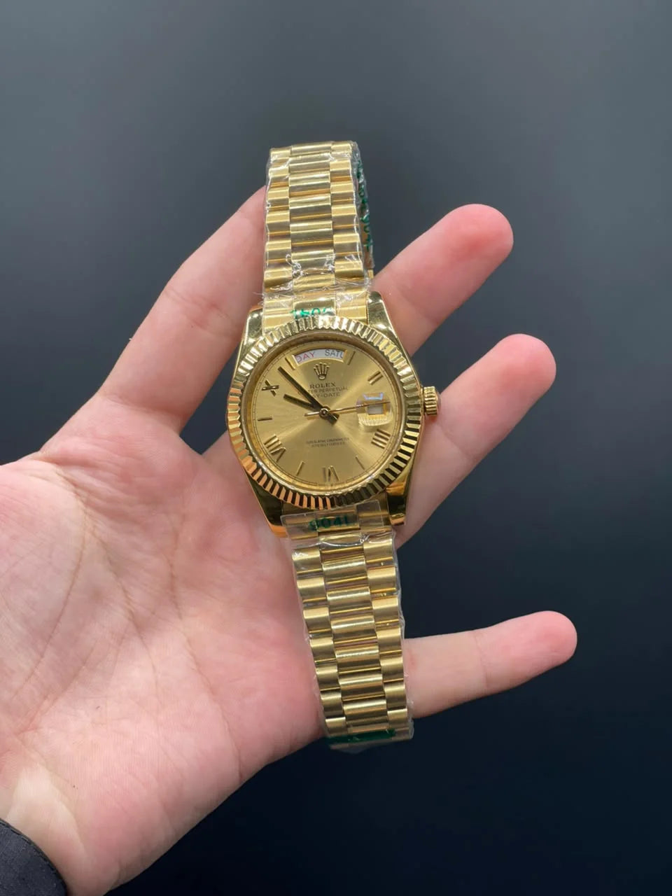 RLX Golden Chain With Golden Day-Date Dial Automatic Watch
