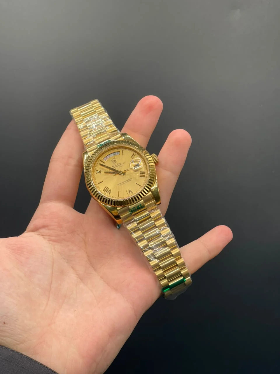 RLX Golden Chain With Golden Day-Date Dial Automatic Watch