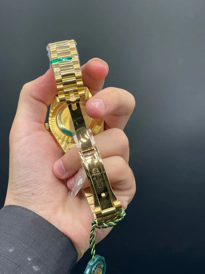 RLX Golden Chain With Green Day-Date Dial Automatic Watch