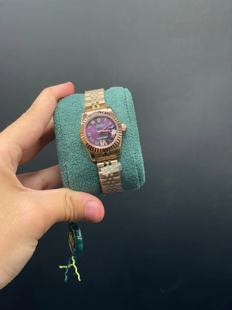 RLX Rose Gold Chain With Purple Dial Automatic Watch