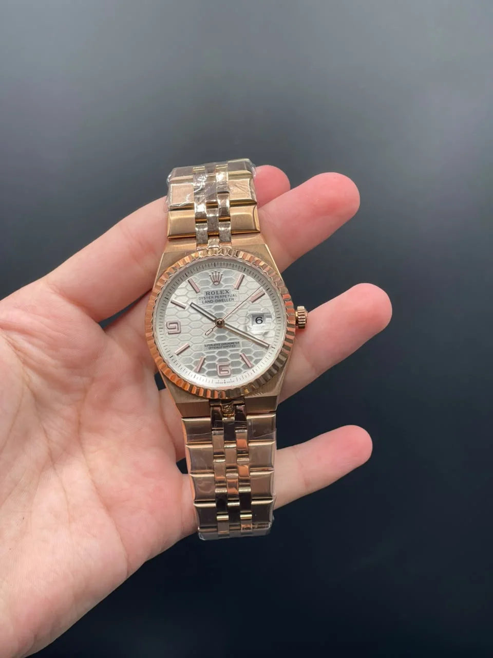 RLX Rose Gold Chain With White Dial Automatic Watch