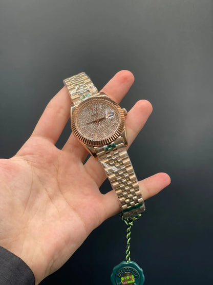 RLX Rose Gold Jubilee Chain With Gold Diamond Dial Automatic Watch
