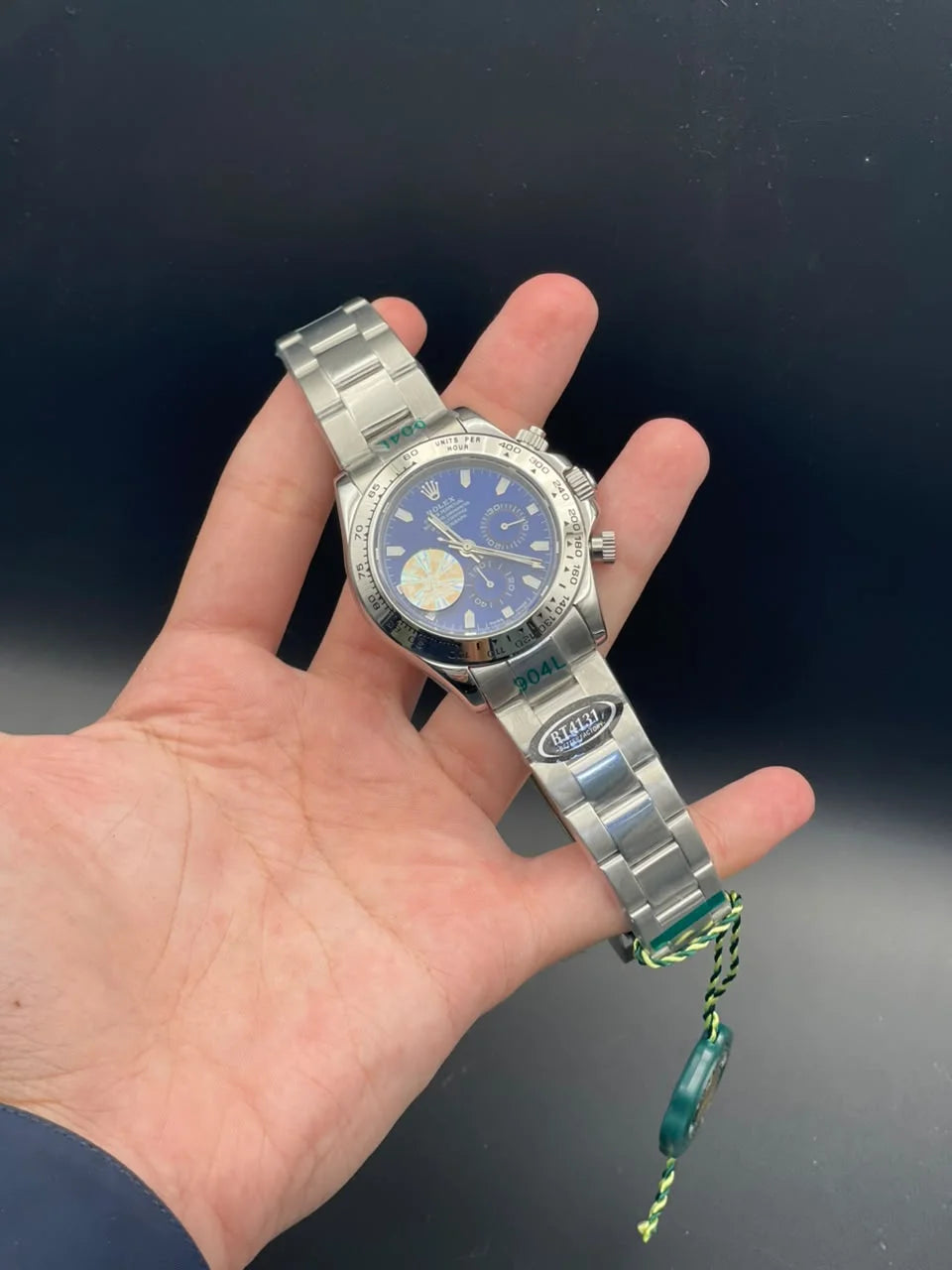 RLX Silver Chain With Blue Chronograph Dial Automatic Watch