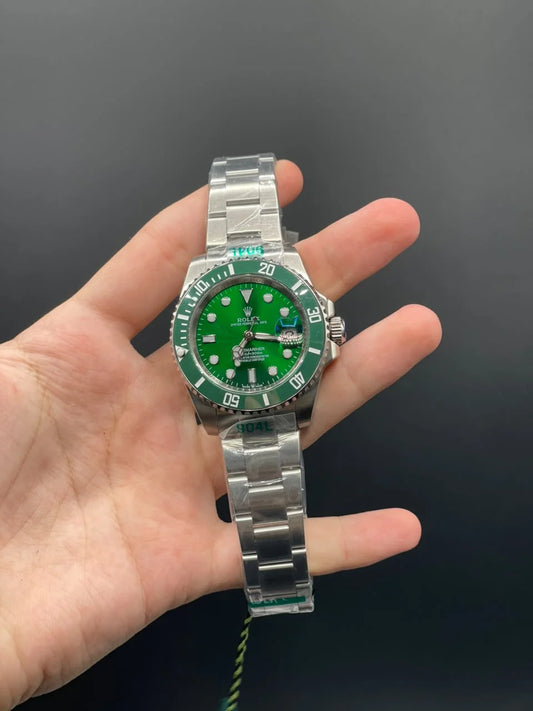 RLX Silver Chain With Green Dial With Rotatable Bezel Automatic Watch