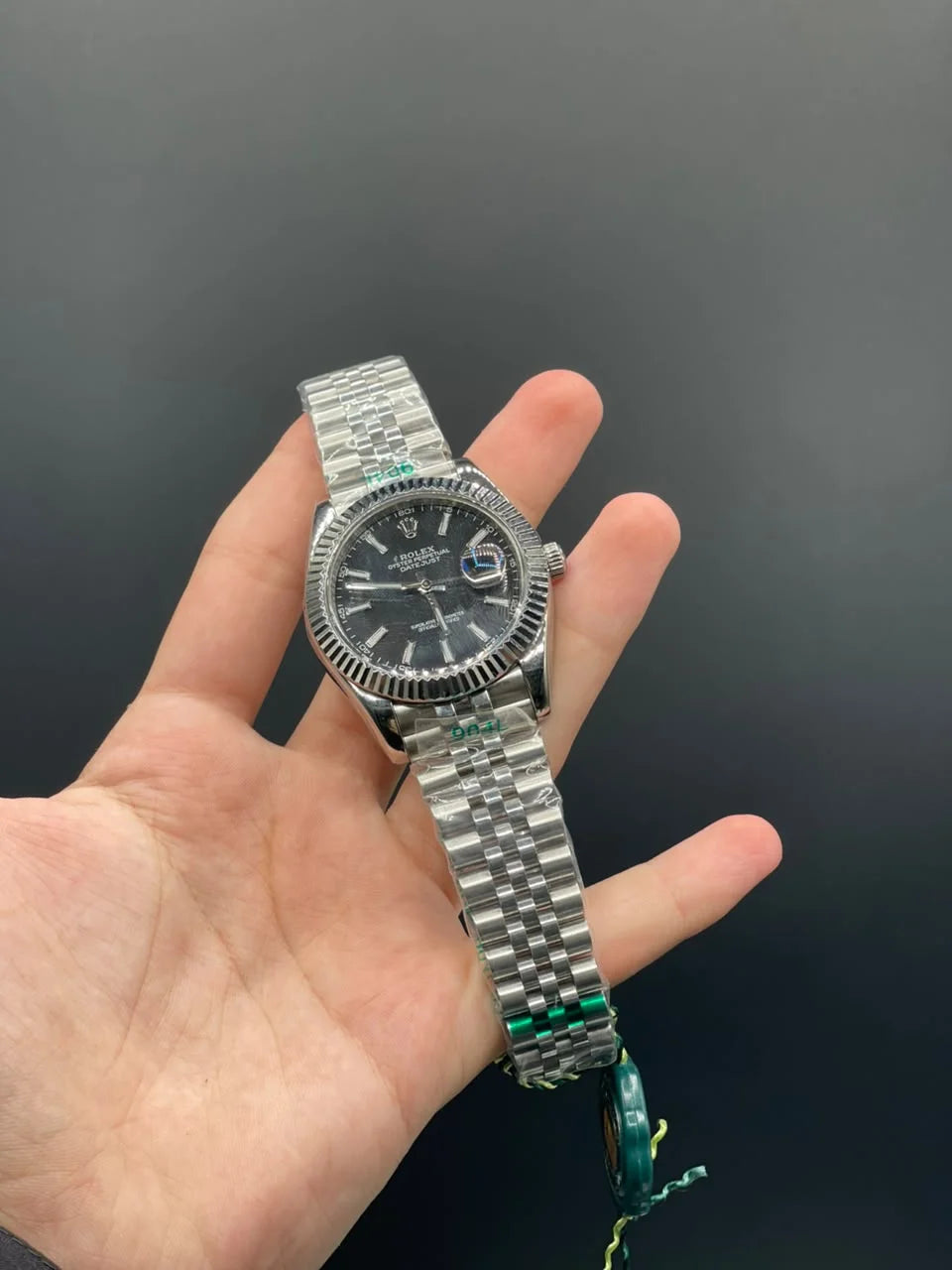 RLX Silver Jubilee Chain With Black Dial Automatic Watch