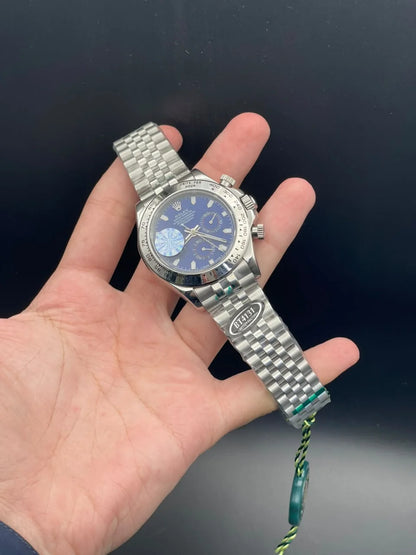 RLX Silver Jubilee Chain With Blue Chronograph Dial Automatic Watch