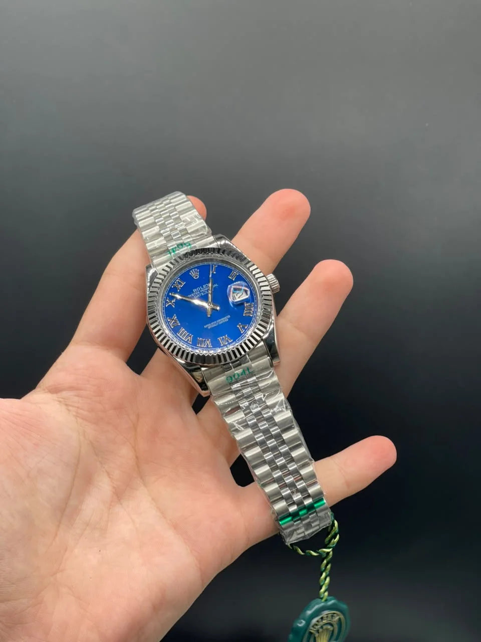 RLX Silver Jubilee Chain With Blue Dial With Roman Hour Markers Automatic Watch