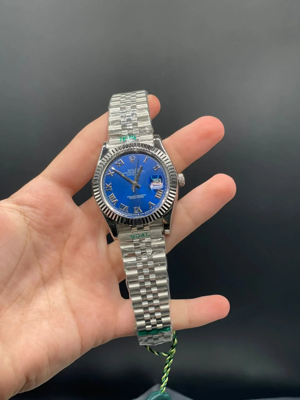 RLX Silver Jubilee Chain With Blue Dial With Roman Hour Markers Automatic Watch