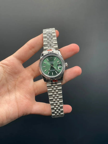 RLX Silver Jubilee Chain With Mint Green Datejust Dial Automatic Watch