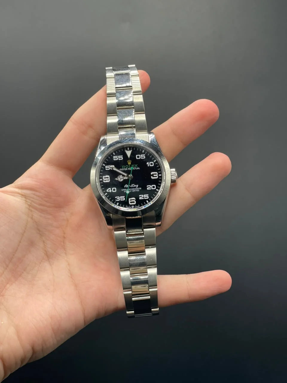 RLX Silver Oyster Chain With Black Air-Kind Style Dial Automatic Watch