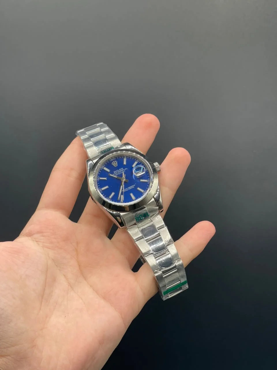 RLX Silver Oyster Chain With Blue Dial And Plain Bezel Automatic Watch