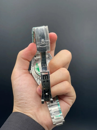 RLX Silver Oyster Chain With Ombre Green Dial With Plain Bezel Automatic Watch