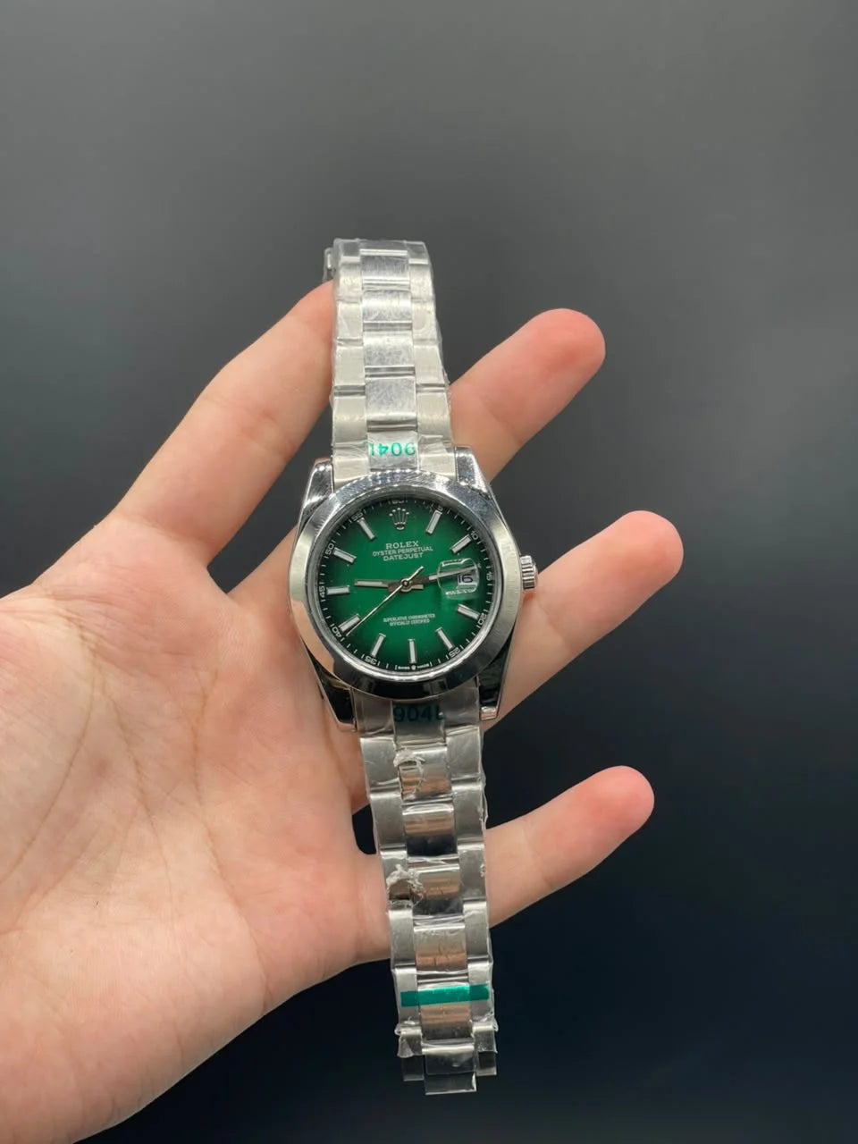 RLX Silver Oyster Chain With Ombre Green Dial With Plain Bezel Automatic Watch