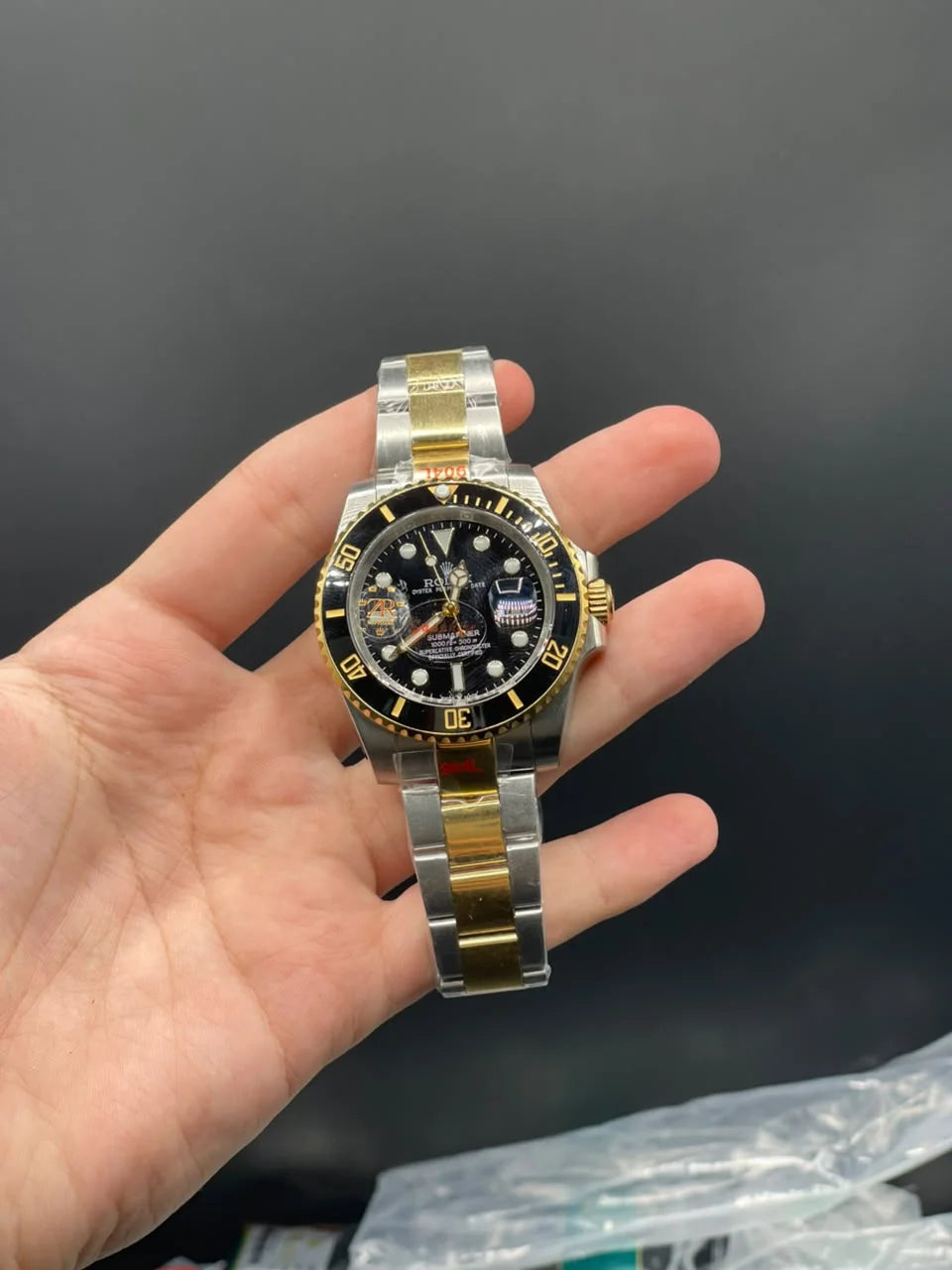 RLX Two Tone Chain With Black Dial With Rotatable Bezel Automatic Watch