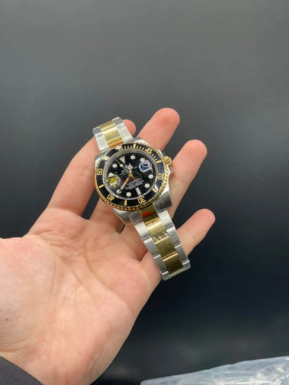 RLX Two Tone Chain With Black Dial With Rotatable Bezel Automatic Watch