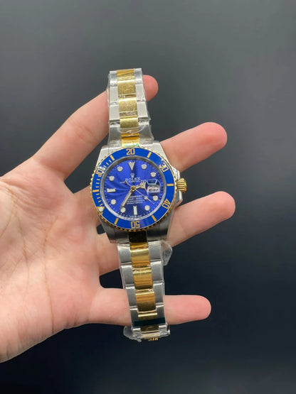 RLX Two Tone Chain With Blue Dial And Rotatable Bezel Automatic Watch