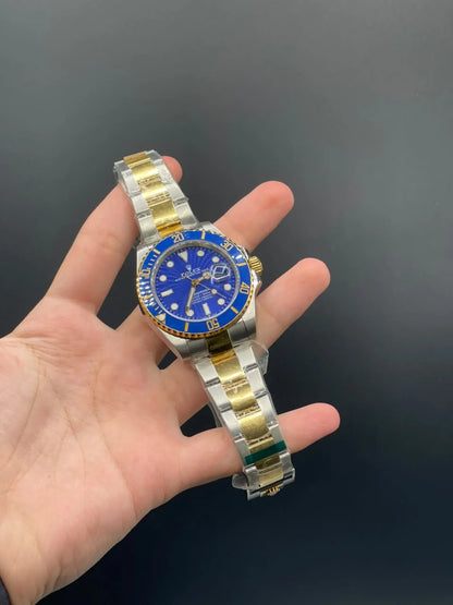 RLX Two Tone Chain With Blue Dial And Rotatable Bezel Automatic Watch