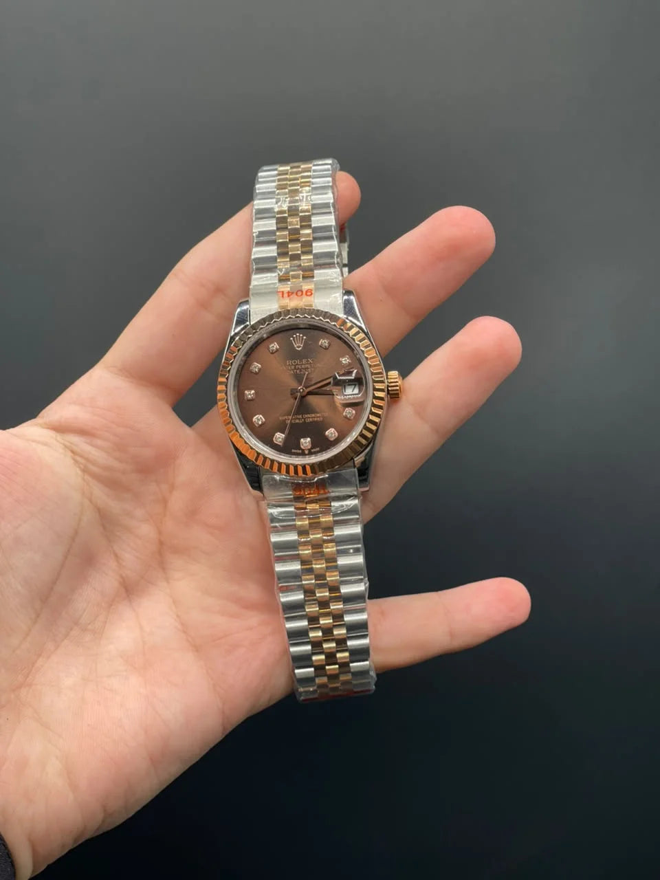 RLX Two Tone Chain With Chocolate Datejust Dial Automatic Watch