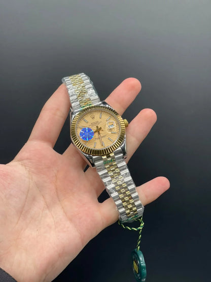 RLX Two Tone Jubilee Chain With Golden Textured Dial Automatic Watch