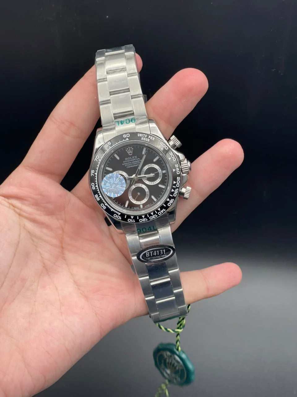 RLX Silver Chain With Black Chronograph Dial Automatic Watch