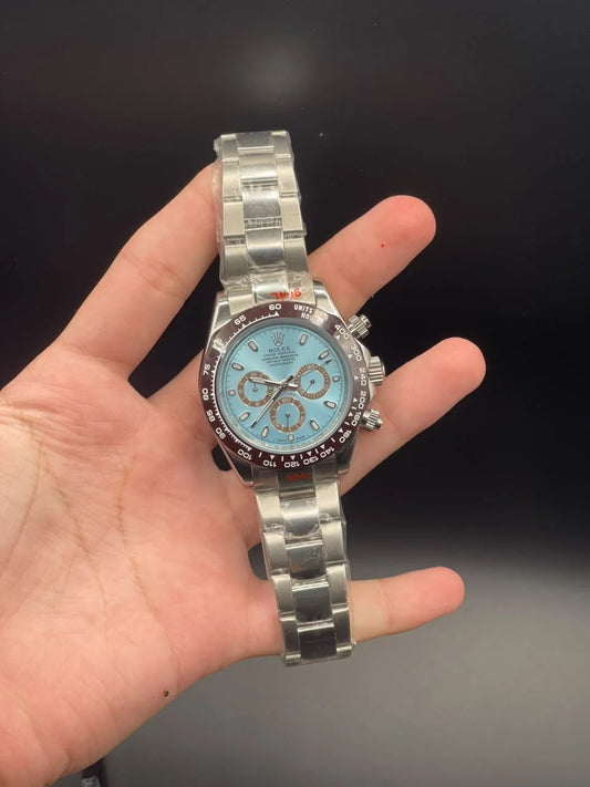 RLX Silver Chain With Blue Chronograph Dial Automatic Watch